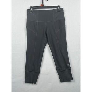 MPG Sport Womens Capri Leggings Ribbed Trim Size S Black RN88201
